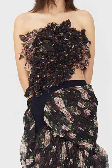 CAROLINE HU Wrap Lace-up Top AW21BKT06S Black Print PCH1